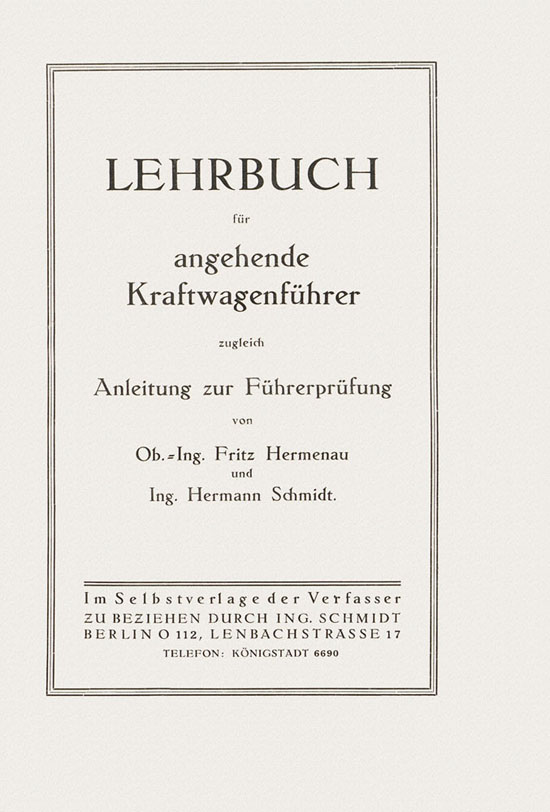 Autolehrbuch Ing. Schmidt 1928