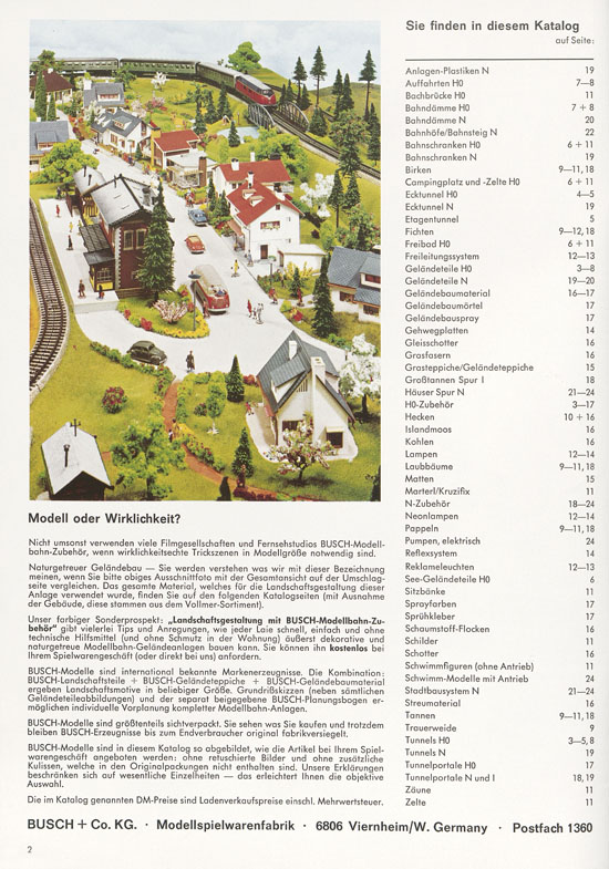 Busch Modellbahn-Zubehör Gesamtkatalog 1970-1971