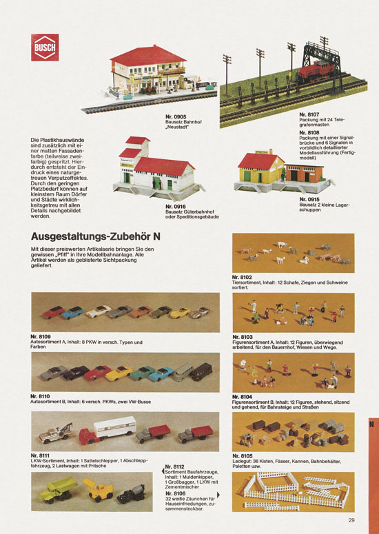 Busch Modellbahn-Zubehör Katalog 1975-1976