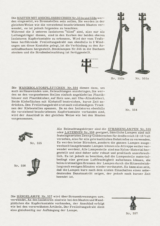 Busch Montageanleitung für Straßenlampen 1960