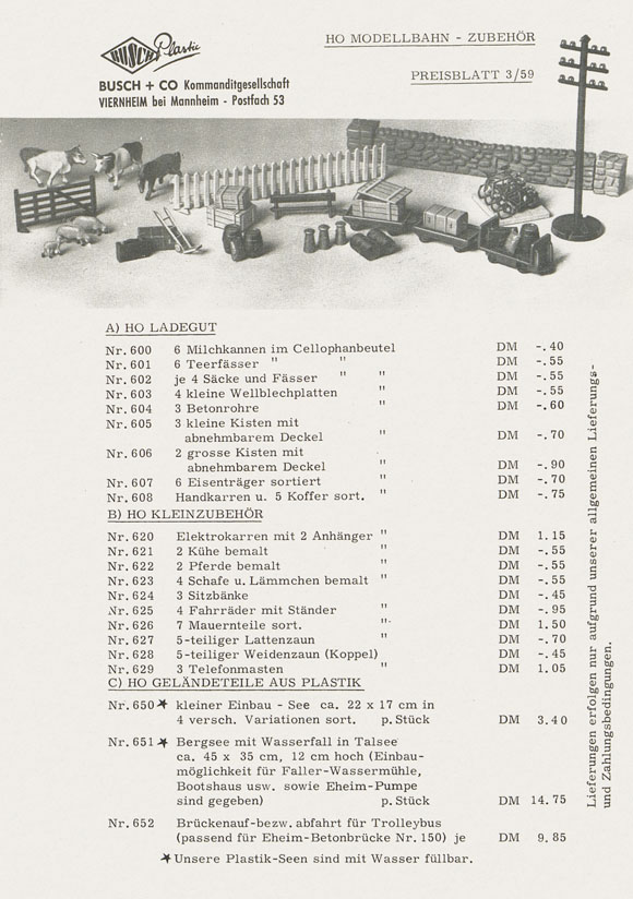 Busch Preisliste 1959