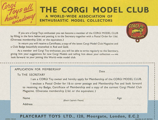 Corgi Toys catalogue 1958