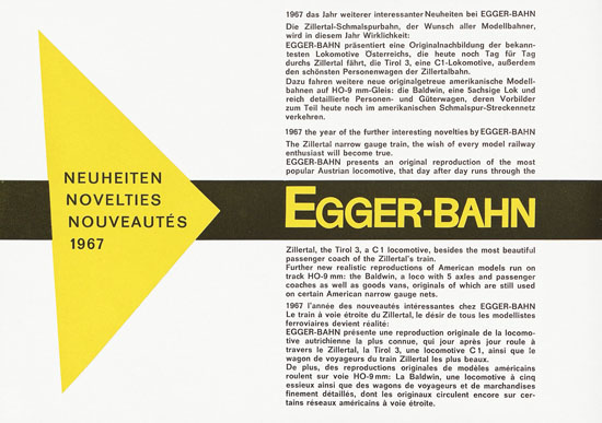 Egger-Bahn Neuheiten 1967