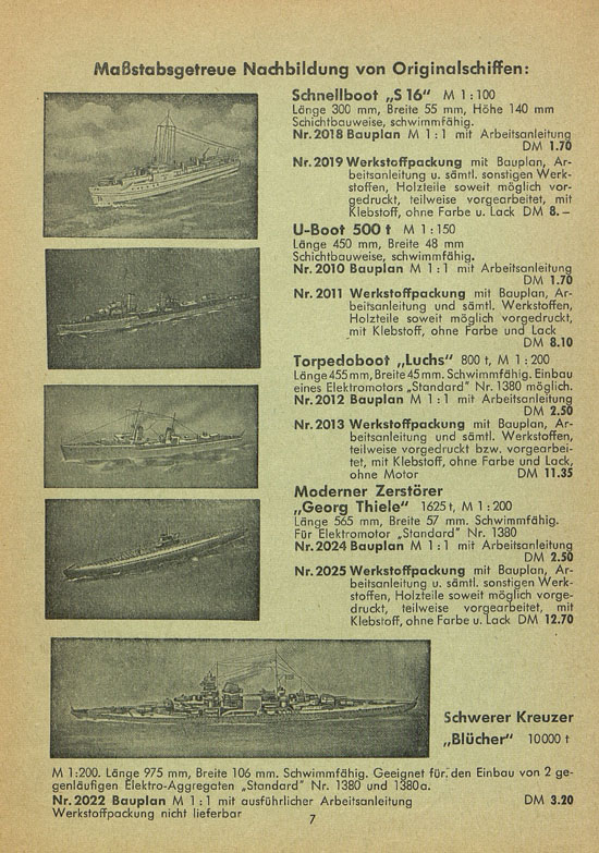 Graupner Schiffsmodelle 1957