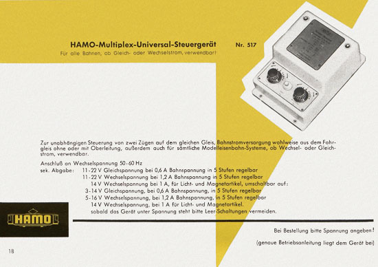 Hamo Katalog Spur H0 1963