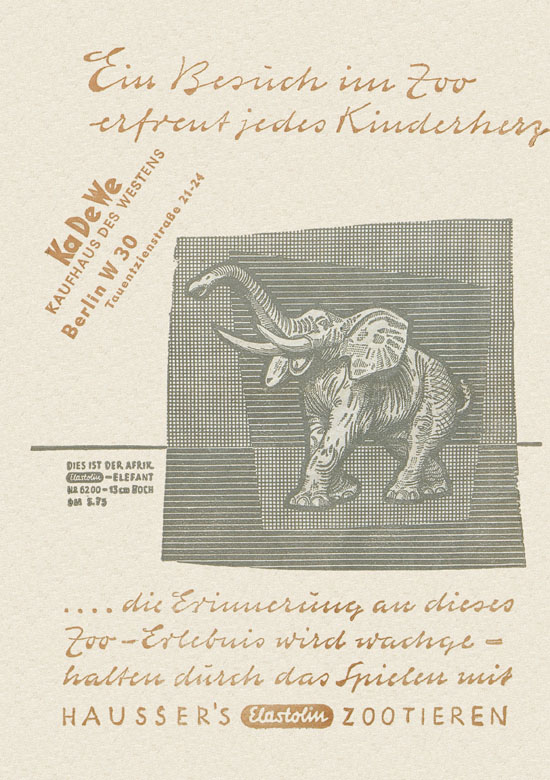 Hausser Katalog Zootiere 1950