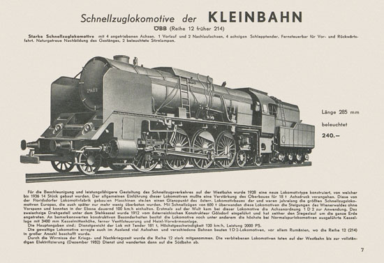 Kleinbahn Hauptkatalog 1955
