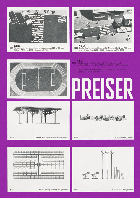 Preiser Katalog Nachtrag 1971-1972