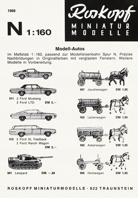 Roskopf Miniatur-Modelle Neuheiten Spur N 1968