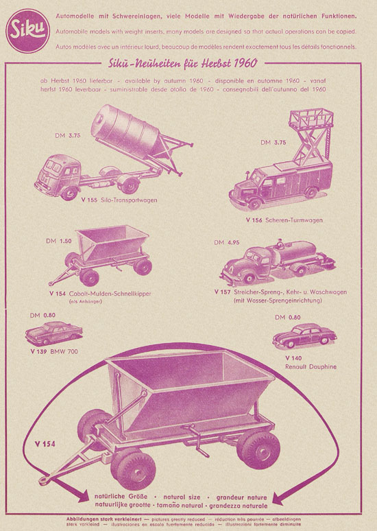 Siku Verkehrsmodelle Katalog 1960