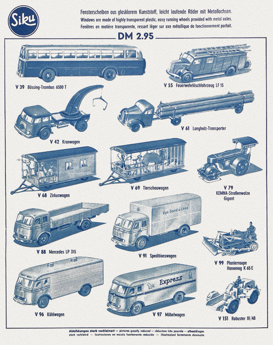 Siku Verkehrsmodelle und Flugmodelle Katalog 1961