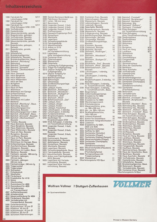 Vollmer Modellbahn-Zubehör H0 + N 1970-1971
