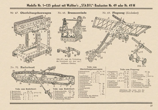 Walther Metall-Baukasten Stabil Katalog 1952