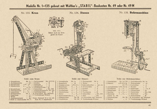 Walther Metall-Baukasten Stabil Katalog 1952
