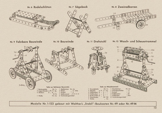 Walther Metall-Baukasten Stabil Katalog 1956