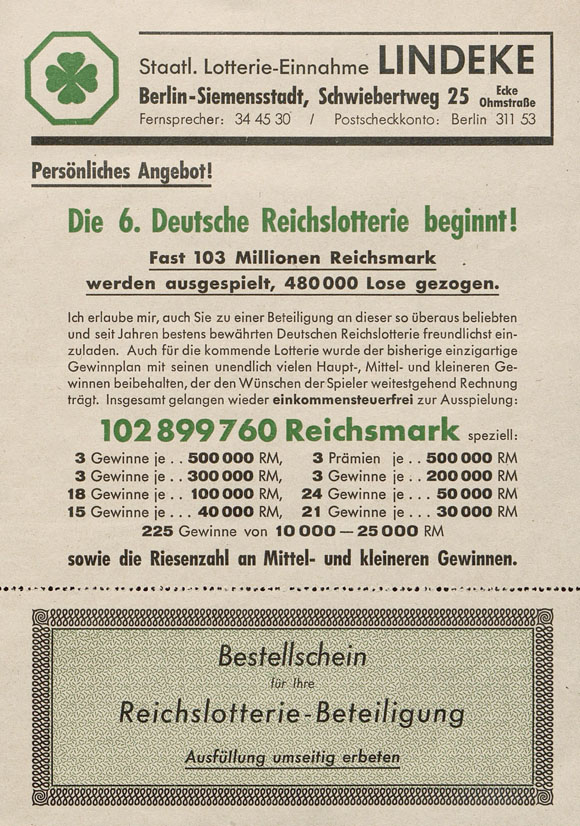 Möbel Hübner Preisausschreiben 10 1935