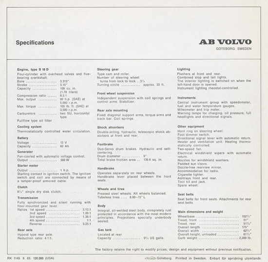 Brochure Volvo 544 1963