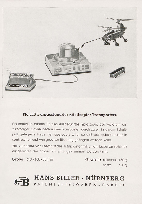 Biller-Bahn Produktblätter 1960