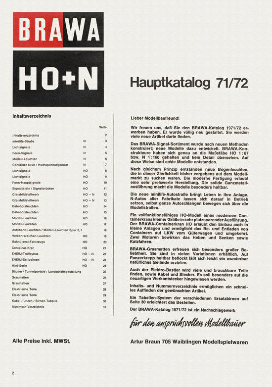 Brawa Hauptkatalog 1971-1972