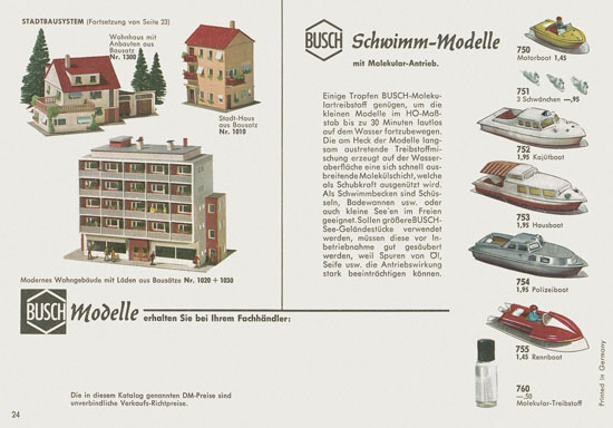 Busch Modelle Katalog 1965-1966