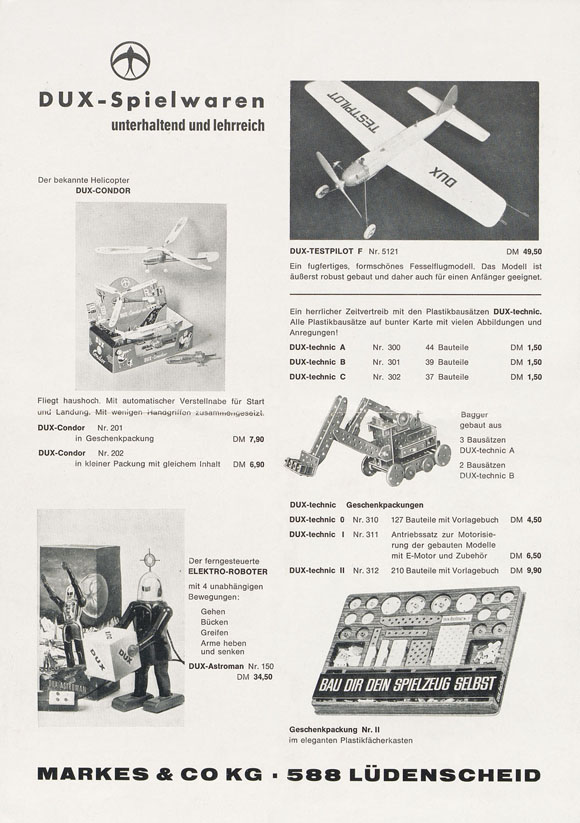 DUX Spielwaren Faltblatt 1964