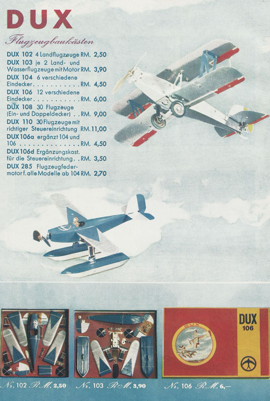 DUX Modellbau Katalog 1939
