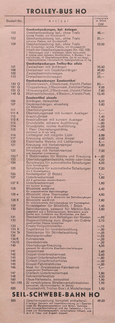 Eheim Preisliste 1957