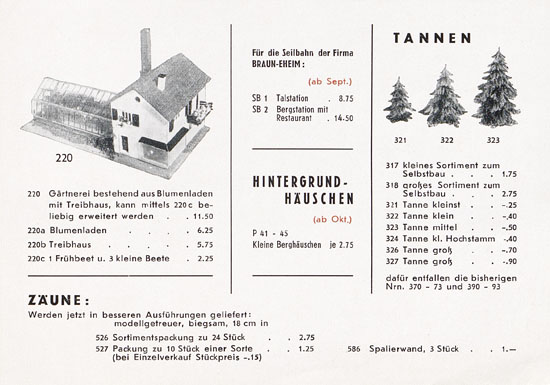 Faller Neuheiten-Katalog 1955