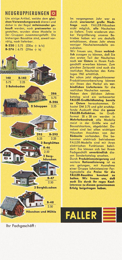 Faller Neuheiten-Katalog 1962