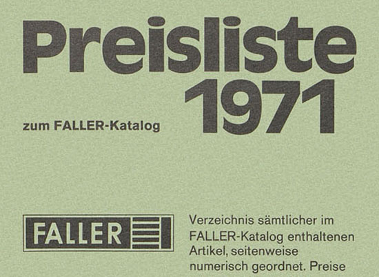 Faller Preisliste 1971
