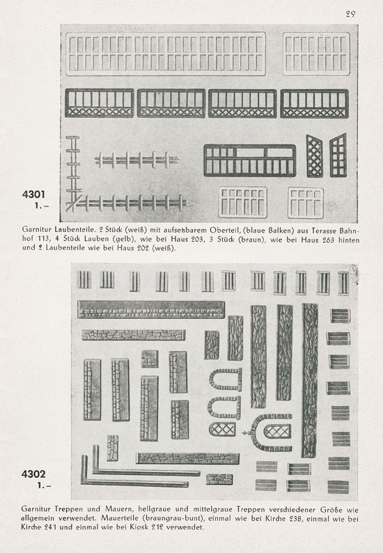Faller Einzelteilsortimente E 859 1959