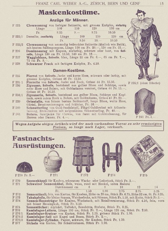 Franz Carl Weber Katalog Fastnacht 1926