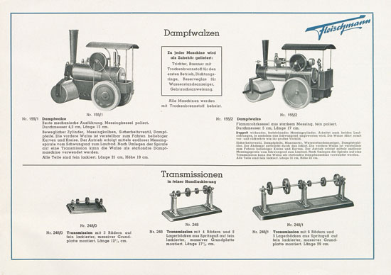 Fleischmann Dampfmaschinen Katalog 1950