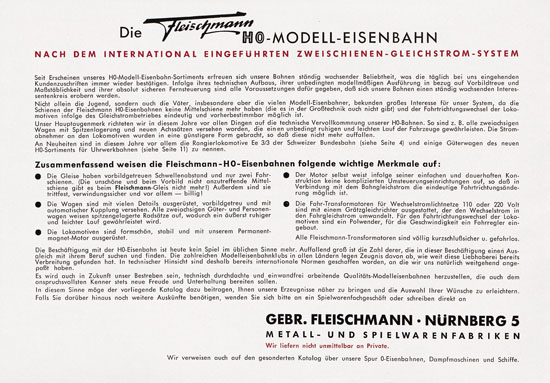 Fleischmann Katalog 1953 Spur H0