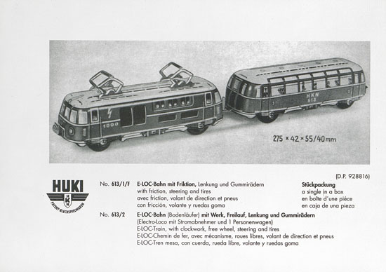HUKI Patent-Blechspielwaren Händlerkatalog um 1960