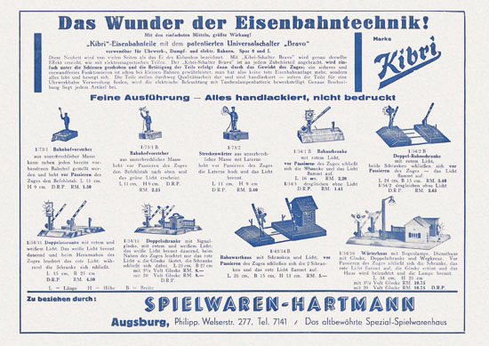 Kibri Katalog Eisenbahntechnik 1938