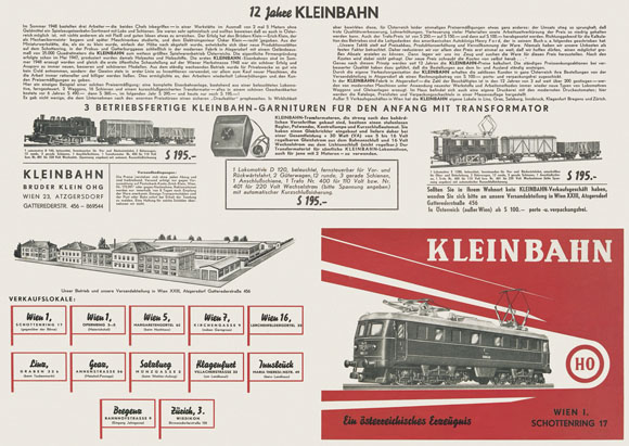 Kleinbahn Preisliste Nr. 16 1960