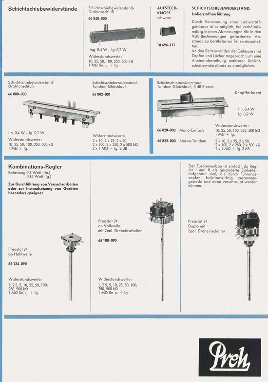 Preh-Werke Katalog Bauelemente 1969