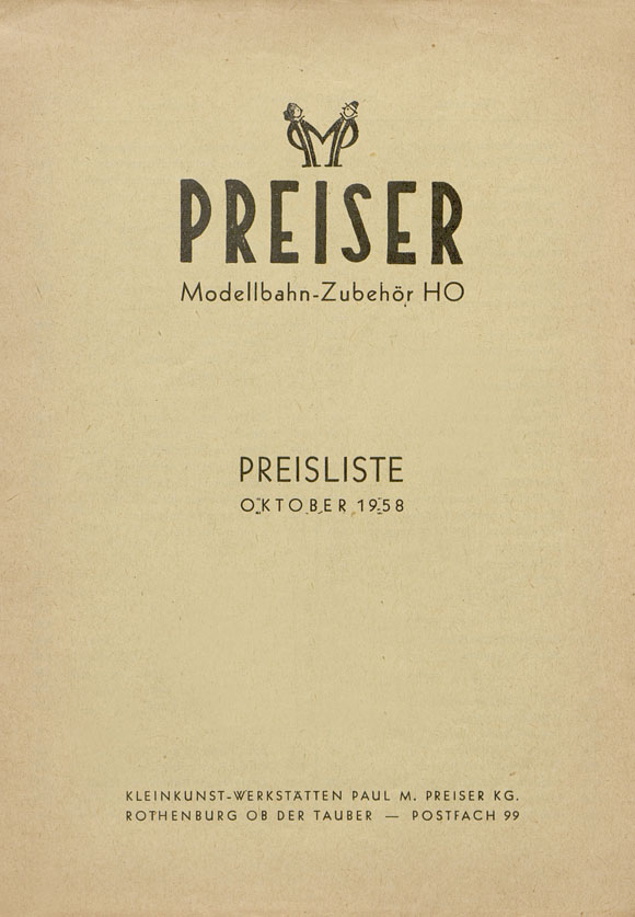 Preiser Preisliste 1958