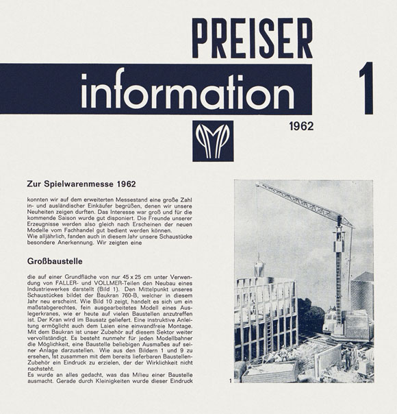 Preiser Information Ausgabe 1-1962