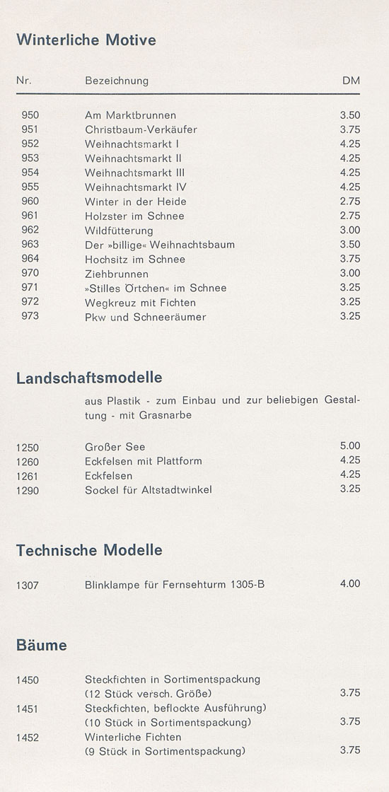 Preiser Neuheiten 1964-1965