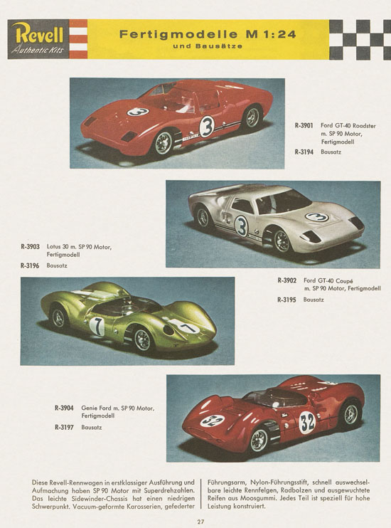 Revell Hobby Modelle und Autorennbahnen Katalog 1966