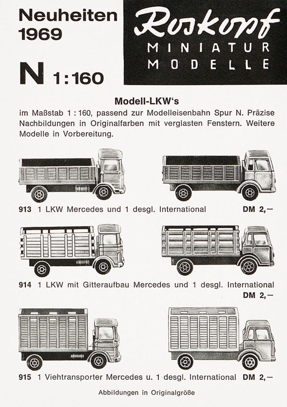 Roskopf Miniatur-Modelle Neuheiten 1969