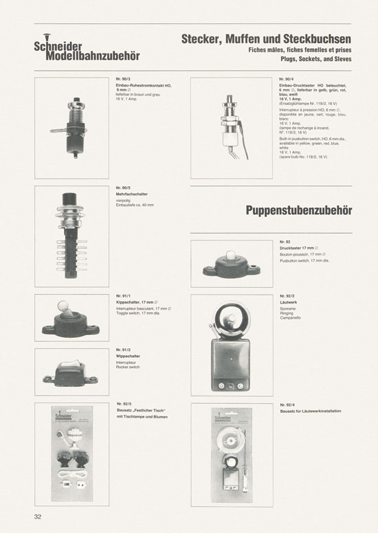 Schneider Modellbahnzubehör Katalog 1981-1982