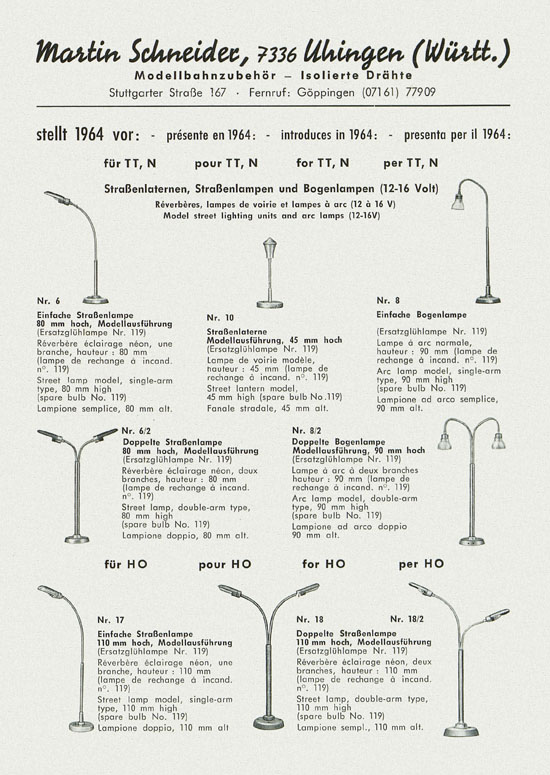 Schneider Modellbahnzubehör Prospekt 1964