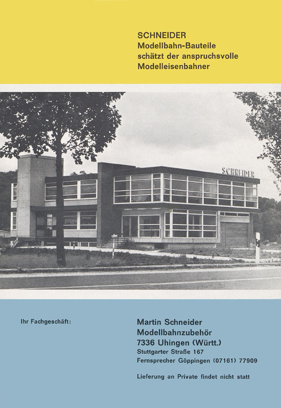 Schneider Modellbahnzubehör Prospekt 1965