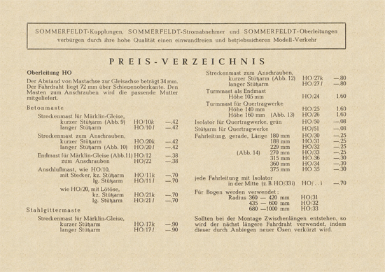 Sommerfeldt Oberleitungen Katalog 1951-1952