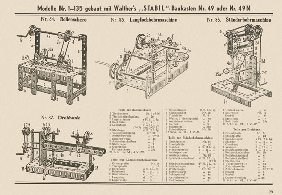 Walther Metall-Baukasten Stabil Katalog 1951