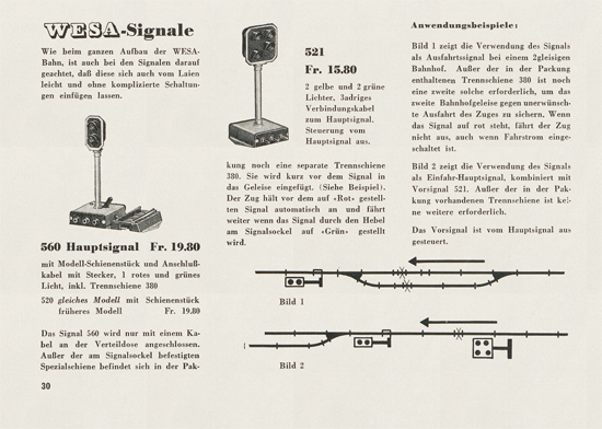Wesa Elektrische Modelleisenbahn Spur 13 mm Katalog 1954