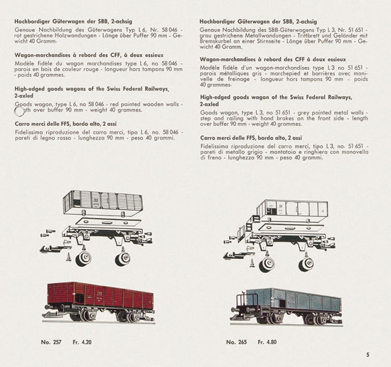 Wesa Schweizer Elektrische Modelleisenbahn Spur 13 mm Katalog 1959
